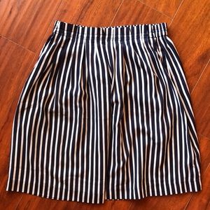 J Crew Mercantil Striped Navy Pleated Skirt